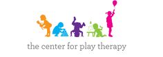 the center for play therapy logo with silhouettes of people holding balloons and playing games