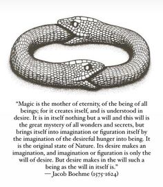 an image of a snake with the quote magic is the mother of enemy, the being of all beings