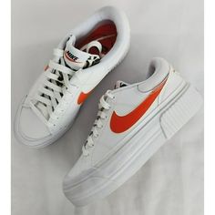 Brand New With Box / No Box Top - Size: 6 Women's - Same Day Shipping - All My Footwear / Apparel Is 100% Nike Authentic - Firm Price Thank You! Court Legacy Lift, Box Top, Sneakers White, Orange Color, Nike Shoes, Nike Women, Athletic Shoes, Nike Air, Shoe Accessories