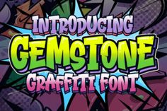 the title for an interactive game called gemstone graffiti font