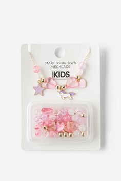 Look no further for the perfect gift for your little one who loves to accessorise! This make your own Jewellery Set is bright and bold so they can let their imaginations run wild as they personalise their own jewellery.

Features:  

 - X2 Alphabet Sets To Create Multiple Words
 -  Total Length Of Chain 20 Cm
 -  Feed Letters Through Onto The Chain
Composition: Metal 50%, Plastic 50% Baby Essentials Newborn, Marvel Gifts, Baby Graphic Tees, Bottle Jewelry, Beach Gifts, Make Your Own Jewelry, Jewellery Set, Newborn Gifts, Gift Accessories