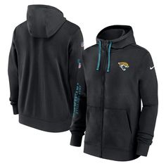 Gear up for the 2024 season in style with this Jacksonville Jaguars Sideline Club Full-Zip Hoodie from Nike. Fleece lining adds an extra layer of soft, cozy warmth, making it perfect for cheering on the Jacksonville Jaguars during those chilly game days. This official sideline gear is a must-have for any Jacksonville Jaguars fan looking to represent their team on game day and beyond. Nike Nfl, Jacksonville Jaguars, Minnesota Vikings, Carolina Panthers, Mens Activewear, Full Zip Hoodie, Nike Black, Fleece Hoodie, Hoodie Jacket