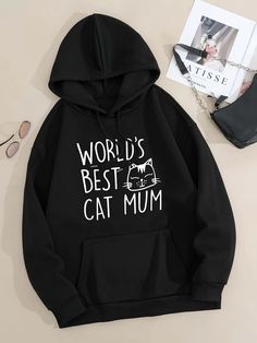 Cute and Cozy Cartoon Letter Cat Print Hoodie: A Must-Have Addition to Casual Cat Design Hoodie Sweatshirt, Casual Hoodie Sweatshirt With Cat Design, Casual Cat Print Sweater For Winter, Casual Winter Hoodie With Cat Design, Casual Winter Sweater With Cat Print, Comfy Hooded Sweatshirt With Letter Print, Fall Cat Print Hoodie Sweatshirt, Fall Cat Design Hoodie Sweatshirt, Cat Print Hoodie Sweatshirt For Fall