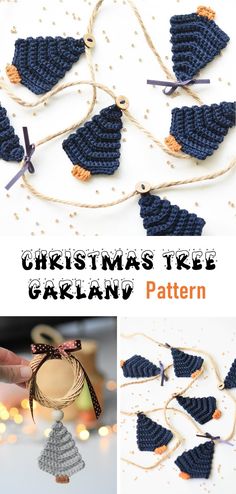 the christmas tree garland is made with yarn and beads