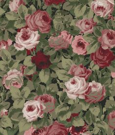 Sample Rose Garden Peel & Stick Wallpaper in Garnet & Basil Wine Wallpaper, Moody Colors, Dark And Moody, Drops Patterns, Simple Room, Wallpaper Pattern, Peel Stick Wallpaper, Burke Decor, Cozy Living Rooms