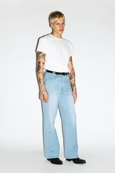 A classic pair of bootcut jeans from the 90s. Updated to pinch at the waist and pool over the shoe, these jeans are tailored for a relaxed, lived-in feel. Constructed in a rigid, non-stretch denim, these go-to jeans only gets better with age. Sweatshirt Shirt, The 90s, Bootcut Jeans, Stretch Denim, Cotton Twill, Knitwear, Pool, Sweatshirts