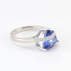 This 4.2 carat lab grown sapphire trillion cut is set in a sterling silver setting with a rhodium finish. The rhodium finish protects the silver and makes for easy care. Cubic zirconias accent the setting. This ring is a size 7 and can be special ordered in another size. To clean: simple wash in a mild detergent like Dawn with a tooth brush. You do not want to put a rhodium plated piece of jewelry in any harsh chemicals. Style Number: 12506 Metal: 925 Sterling Silver Gemstone: Lab Grown Sapphire Tooth Brush, Cz Ring, 2 Carat, Ring Size 7, Rhodium Plated, Lab Grown, Blue Sapphire, Chemicals, Sapphire