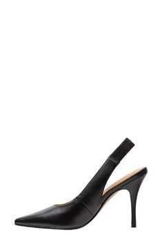 A stretchy slingback strap adds contemporary style and lasting comfort to a striking pump framed by a pointy toe and tapered heel. 3 1/2" heel Cushioned footbed Slip-resistant sole Leather upper/synthetic lining/rubber sole Imported Fitted Synthetic Slingback Pumps With 4-inch Heel, Synthetic Slingback Heels With 4-inch Heel, Medium Width Slingback Pumps With Heel Strap For Evening, Medium Width High Heel Slingback Pumps, Slingback Pumps With 4-inch Heel For Evening, Medium Width Slingback Pumps With 4-inch Heel For Evening, Elegant Synthetic Slingback Sandals With 4-inch Heel, Sleek Medium Width Slingback Heels, Evening Slingback Pumps With Padded Heel