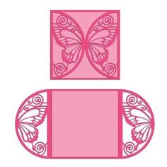 a cut out of paper with a butterfly on the top and bottom part in pink