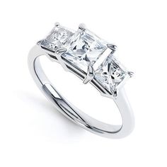 three stone princess cut diamond engagement ring