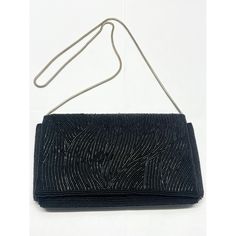 Vintage Walborg beaded black purse bag. Gold tone snake chain can be worn as purse with strap or clutch with handle inside. Zippered pocket inside. Fully beaded purse with black beads. Gold tone snap closure. Marked inside. JH41GH. Black Beaded Pouch Clutch, Beaded Evening Shoulder Bag, Black Beaded Rectangular Clutch, Formal Rectangular Bag With Black Beads, Evening Rectangular Bags With Black Beads, Elegant Rectangular Shoulder Bag With Black Beads, Evening Shoulder Bag With Black Beads Rectangular Shape, Evening Rectangular Shoulder Bag With Black Beads, Beaded Evening Crossbody Bag