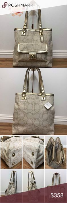 🔱Coach Signature Gold Glitters Sparkly🔱 👉🏻Poshmark take 20% for Selling Fees👈🏻  ⬇️Drop Price $195 to $155⬇️  🔱“NO” Trade, Dust Bag, HOLD  🔱Coach Penelope Linen Signature NS  🔱BNWT 🔱Authentic 🔱Serial No.B1275F19266 🔱Style No. F19266 🔱Coach Hang Charm 🔱3 Compartments 🔱Center Zip & Sides Snap Closures 🔱Interior Zip & 2 Slip Pockets 🔱Signature Fabric w Leather Trim  🔱Coach Creed and Serial Number Patch 🔱Exterior Pocket Turn Lock Closure 🔱Fully Lined w Polyester 🔱Color:Multi  🔱P Leather Trim, Gold Glitter, Coach Bags, Leather Trims, Duffle Bag, Dust Bag, Product Launch, Handbags, Best Deals