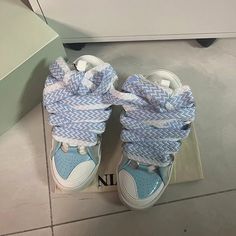 Unisex White And Light Blue Comes With Box Size Eu 39 =Men's =Women's 7 Designer Blue Slip-on Sneakers, Designer Blue Sneakers For Spring, Lanvin Shoes, White Sneakers, Lanvin, Mens Shoes Sneakers, White Blue, Men's Shoes, Blue White