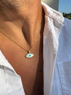 Men's Evil Eye Necklace, Men's Necklace, Gold Necklace Men, Evil Eye Pendant, Men's Jewelry, Gift for Him, Made From Sterling Silver 925. - Etsy Gold Necklace Men, Men's Necklace Gold, Men's Necklaces, Necklace Men, For Him, Eye Pendant, Evil Eye Pendant, Evil Eye Necklace, Men's Necklace