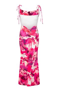 * Pink Print Maxi Dress 
 * 
 
 * HOW TO STYLE:  
 * Pretty in Pink! Whether it's a night out or a vacation look, this maxi () is a perfect statement piece. Style with sandals () for a more casual look or heels () to dress it up. Don't forget a shoulder bag () and simple gold jewellery 
 * 
 
 * FEATURES: 
 * Maxi length 
 * Mid-weight material 
 * Adjustable tie spaghetti straps 
 * Cowl neckline 
 * Open back 
 * Lined 
 * Ruching on back 
 * Stretch material 

 * This is the perfect formal dr Prom Midi Dress, Summer Playsuit, Strapless Tops, Cowl Neckline, Crop Top Sweater, Printed Maxi, One Piece Swimwear, Swimwear Accessories, Crochet Fashion