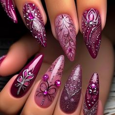 Romantic Nail Art, Gem Nail Designs, New Year Nails, Summer Nail Ideas, Image Nails, Romantic Nails, Gel Nail Art Designs, Amazing Nails