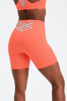 Boost PowerHold® High-Waisted 6'' Short Fabletics orange female Activewear >> Womens >> Bottoms >> Shorts PowerHold regular Training 4-Way Stretch/Chafe-Resistant/Moisture-Wicking/Pockets/UPF Protection Max-compression short in PowerHold® Fabletics Shorts, Shorts Activewear, Female Activewear, Tall Leggings, Bra Size Charts, Gym Gear, Compression Shorts, Gym Shorts, Bottoms Shorts