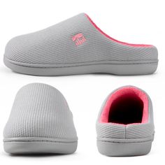 Step into these comfortable slippers after all-day walking or standing and let the memory foam footbed heal your tired feet. The slow-rebound material conforms to your foot shape to evenly distribute your weight. Made of a waffle-knit cotton-blend upper, your feet get to breathe which keeps the interior sweat-free and odorless. The rubber outsole lets you step out anytime for quick chores or work in the garden, without needing to switch shoes. All RockDove slippers are 100% vegan and machine was Pink Non-slip Synthetic Slippers, Comfortable Non-slip Foam Slippers, Pink Slip-on Slippers For Leisure, Comfortable Slippers With Cushioned Footbed For Relaxation, Comfortable Cushioned Slippers For Relaxation, Casual Pink Slippers With Textured Footbed, Pink Synthetic Slippers With Textured Footbed, Comfortable Pink Slippers With Cushioned Footbed, Comfy Pink Slippers With Cushioned Footbed