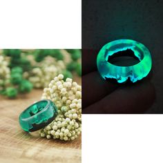 "\"Emerald City\" glowing ring ~ DETAILS - Ring is fully handmade. - The ring is made of wood and green epoxy resin. - It`s glow in the dark and can be charged by UV light and the bright light of lamps. - Every ring is slightly different from each other. And there is no equal one. Because it`s handmade work - Please pay attention that this is a custom made ring. - Each of my creations is unique so the one you receive may differ slightly from those shown on the photo. - Usual production time - 7 Unique Green Resin Ring, Unique Green Resin Rings, Green Luminous Round Jewelry, Glowing Ring, Emerald Green Jewelry, Ring For Man, Edgy Jewelry, Rainbow Rings, Ring Emerald