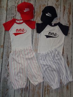 STOP AND READ: PLEASE INCLUDE EVENT DATE IN NOTE TO SELLER BOX. IF MORE THAN ONE ITEM IS ORDERED, ALLOW EXTRA TIME FOR PROCESSING. IF NEEDED IN LESS THAN THE 3 WEEK PROCESSING TIME, MESSAGE FIRST!! Set includes red and white pin striped jersey pants with red white raglan baseball shirt with number of your choice, and matching baseball cap. Name can be added on back of shirt with birthdady number as well at no additional charge Great outfit for your baseball themed party and first birthday pics!! White Cotton Sports Sets, White Cotton Sets For Sports Events, Baseball Cake Smash, Birthday Outfit Red, Boy Cake Smash, Cake Smash Outfit Boy, Baseball Cake, Baseball Theme Party, First Birthday Pictures