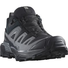 The X Ultra 360 CSWP gives us a Salomon hiking shoe at a good price. Much like its brothers and sisters in the best-selling X Ultra line up, the new 360 features an Advanced Chassis that balances agility with stability, so we can hike quickly and safely on light but supportive soles that can handle everything from easy to tough trails. Salomon's proprietary technologies save us a few bucks while still delivering plenty of all-weather protection with its ClimaSalomon waterproofing and all-terrain Functional Black Hiking Boots With Shock Absorption, Black Rugged Trail Running Shoes For Sports, Rugged Black Trail Running Shoes For Sports, Black Sneakers With Shock Absorption For Outdoor Work, Casual Trail Running Shoes With Reinforced Toe For Sports, Black Sneakers For Outdoor Work With Shock Absorption, Fade-resistant Black Trail Running Shoes For Hiking, Impact-resistant Black Trail Running Shoes For Outdoor, Black Impact Resistant Trail Running Shoes For Outdoor