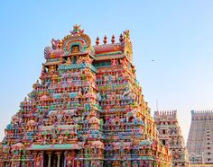 an elaborately decorated hindu temple in india