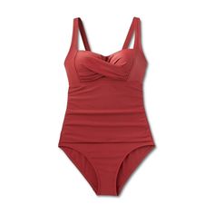 Flaunt your glamorous style at the beach or pool by wearing the Twist-Front Square Neck Classic One-Piece Swimsuit with Tummy Control from Kona Sol™. This tummy-control swimsuit features a twist design at the bodice for a classy touch, while the wide adjustable straps elevate the look. Made with a mix of soft and stretchy fabric, this one-piece swimsuit offers flexible comfort both in and out of the water, and it comes with sewn-in cups for confident wear. Kona Sol™: Made for your day in the sun Fitted One Piece With Built-in Bra For Beach, Fitted Tankini With Lined Body For Beach Season, Fitted Lined Tankini For Beach, Fitted Lined Body Tankini For Beach, Beach Bodysuit With Ruched Detail, Fitted Underwire Tankini For Beach, One-piece Tankini With Built-in Bra For Beach, Summer Beach Bodysuit With Ruched Details, One-piece Beachwear Tankini With Built-in Bra