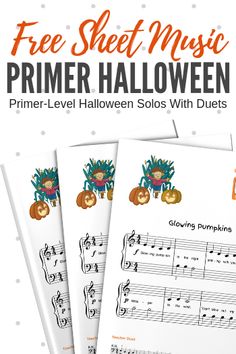 free sheet music printables for halloween with pumpkins and musical notes on them