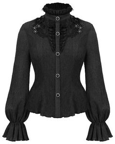 Premium Quality Devil Fashion Womens Gothic Floral Applique Blouse Top Black Lace Steampunk, Women's Top Steampunk Shirts, Black Blouse Outfit, Applique Blouse, Gothic Floral, Men Fashion Casual Outfits, Blouse Outfit, Floral Applique, Blouse Top, Gothic Fashion