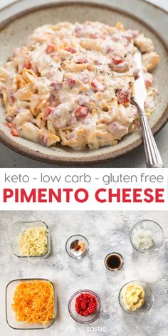 the ingredients for keto - low carb gluten free pimentoo cheese