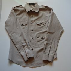 Men's Long-Sleeved, Button Up Dress Shirt. Has Three Pockets And Buttons On Shoulders. Never Worn. Button Up Dress, Mens Shirt Dress, Dress Shirts, Shirt Color, Dress Shirt, Button Up, Shirt Dress, Mens Shirts, Man Shop