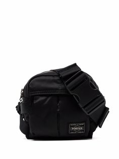 Black logo patch belt bag from Porter-Yoshida & Co. featuring logo patch to the side, top zip fastening and side release buckle. Cos Bags, Porter Bag, Co Logo, Porter Yoshida, Bags Logo, Black Logo, Blue Bags, Canvas Bag, Belt Bag