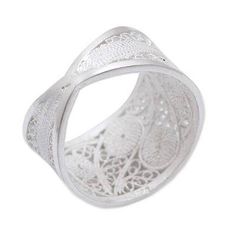 Handcrafted Fine Silver Filigree Ring - Paisley Shine | NOVICA Ornate White Carved Jewelry, Adjustable Engraved Sterling Silver Filigree Ring, Bohemian Sterling Silver Filigree Ring For Wedding, Elegant Carved Filigree Ring For Anniversary, Elegant Carved Sterling Silver Rings, Ornate Carved Filigree Ring As Gift, Ornate Carved Filigree Ring As A Gift, Ornate Carved Filigree Ring Gift, Ornate Carved Filigree Ring For Gifts