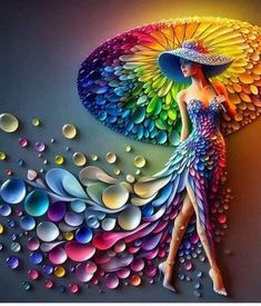 a woman with an umbrella made out of water drops