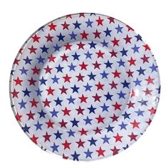 a red, white and blue plate with stars on it