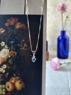 Blue Topaz Necklace Heart Drop Pendant CZ Necklace Birthstone - Etsy Sparkle Box, Blue Topaz Pendant Necklace, Heart Gift Box, Perfume Jewelry, Come Closer, Clean Sterling Silver, Necklace Birthstone, Blue Topaz Necklace, Blue Topaz Pendant