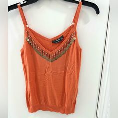 Nwt Vintage Maxime Camisole Beaded, Orange Size Medium Summer Tank Top With Beaded Straps, Summer Embellished Cami Tank Top, Embellished Cami Tank Top For Summer, Spring Embellished V-neck Tank Top, Orange V-neck Tank Top For Summer, Embellished Camisole Tank Top For Summer, Embellished V-neck Tank Top For Summer, Summer V-neck Beaded Top, Summer Beaded V-neck Tops