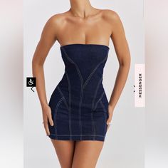 Nwt Mistress Rocks Dark Blue Denim Strapless Mini Dress Regular Dress Length: Approx 61cm Some Stretch Perfect Condition, Never Worn Ships W/ Love In 1-2 Business Days! Stretch Denim Party Dress, Strapless Mini Dress In Medium Wash For Night Out, Stretch Denim Blue Dress For Party, Medium Wash Strapless Party Dress, Medium Wash Strapless Dress For Party, Strapless Medium Wash Dress For Party, Stretch Mini Denim Dress For Party, Spring Strapless Denim Dress For Night Out, Fitted Denim Blue Mini Dress For Party