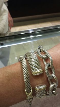 David Yurman Stack, Rings Infinity, Handmade Copper Bracelet, Queens Jewels, Stack Bracelets, Michele Watches, Bracelet Stacks, David Yurman Bracelet, Wearing Jewelry