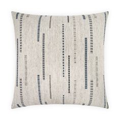 a white and blue striped pillow on a white background with black lines in the middle