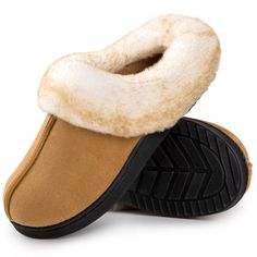 PRICES MAY VARY. SIZE TIPS & GUIDANCE: These slip on style slippers are padded with high-density memory foam for a cute and cozy wear and might feel snug at first - just give them a couple of days to break in and they should fit better. If you are between sizes(eg.5.5, 6.5, 7.5, 8.5, 9.5, 10.5, 11.7) or prefer to wear socks, please get half size up SOFT MICRO SUEDE UPPER enhances the comfort and warmth for your feet in cold winter, hand and machine washable. Classic slide with low heel style des Cozy Wear, Foam Slippers, Faux Fur Slides, House Shoes, Soft Pillows, Faux Fur Collar, Polar Fleece, Fur Collar, Fur Collars