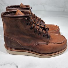 Red Wing Heritage 6” Moc Toe Copper Rough & Tough Lace Up Leather Boots 1907 Nwt Msrp $350 Mens Size: 8 W (Ee) Brand New Never Worn With Out Shoe Box, 2 Sets Of Laces Accepting Offers Rustic Oiled Leather Moc Toe Boots, Brown Moc Toe Work Boots With Reinforced Heel, Vintage Moc Toe Moto Boots With Leather Footbed, Vintage Moto Boots With Leather Footbed And Moc Toe, Vintage Moto Boots With Reinforced Moc Toe, Rustic Oiled Leather Work Boots With Round Toe, Vintage Oiled Leather Work Boots With Round Toe, Rugged Lace-up Boots With Steel Toe And Moc Toe, Western Moto Boots With Vibram Sole And Moc Toe