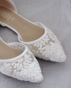 WHITE CROCHET LACE Pointy toe flats with Ballerina lace up | Etsy Wedding Shoes Bridesmaid, Lace Face Mask, Women's Slip Ons, Bridal Flats, Wedding Shoes Lace, Wedding Flats, Pointy Toe Flats, Bridesmaid Shoes, Rancho Cucamonga