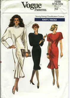 Vogue 7039 sewing pattern Slinky DRESS Godet sew FABULOUS mock front tuck size10 #Vogue7039 #StraightDressintwolengths Vogue Dress Patterns, Above Elbow, Pattern Dress Women, Slinky Dress, Front Tuck, Vogue Sewing, Vogue Sewing Patterns, Vogue Pattern, 1980s Dresses