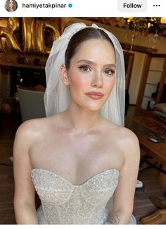 a woman in a wedding dress with a veil on her head and the words, i do not know what this photo is