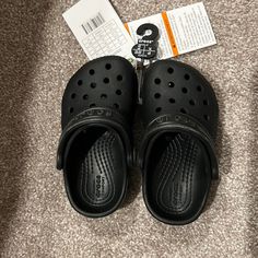 Brand New With Tags - Never Worn. Black Non-slip Comfortable Clogs, Comfortable Non-slip Black Clogs, Comfortable Black Non-slip Clogs, Casual Black Non-slip Clogs, Black Slip-resistant Casual Clogs, Casual Black Synthetic Clogs, Crocs With Fur, Toddler Crocs, Crocs Baya