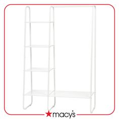 a white shelf with three shelves on each side and the words macy's above it