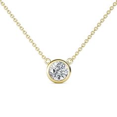 JPI2570947.jpeg Diamond Birthstone, Solitaire Pendant Necklace, Round Necklace, Rose Gold Chain, Bezel Set Diamond, Solitaire Pendant, Yellow Gold Chain, Bezel Diamond, Gemstone Engagement Rings