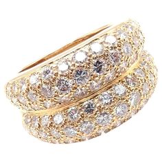 18k Yellow Gold Double Pave Diamond Band Ring by Cartier. With 60 round brilliant cut diamonds VS1 clarity, E color total weight approximately 2.50ctw Measurements: Weight: 9.8 grams Width: 12.5mm Ring Size: European 50, US 5.25 Stamped Hallmarks: Cartier 750 E37XXX(Serial Omitted) 50 CARTIER 1993 *Free Shipping within the United States* YOUR PRICE: $12,500 T3552rtdd Pave Diamond Band, Diamond Band Ring, Pave Band, Cartier Jewelry, Gold Band Ring, Pave Ring, Diamond Rings Bands, Vintage Band, Diamond Band