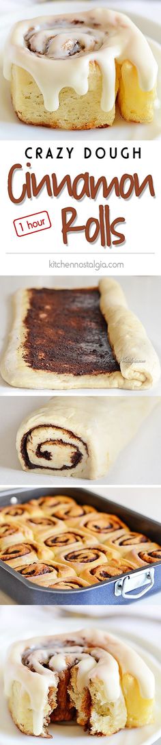 the steps to making cinnamon rolls are shown